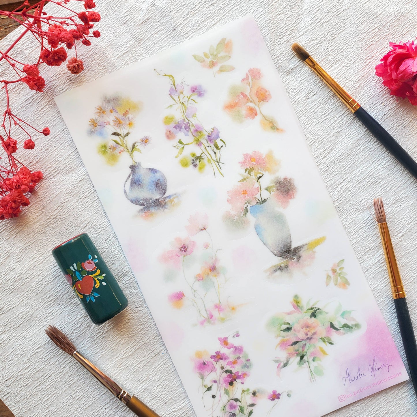 Pretty Pastel Florals - Sticker Sheet - Flowers