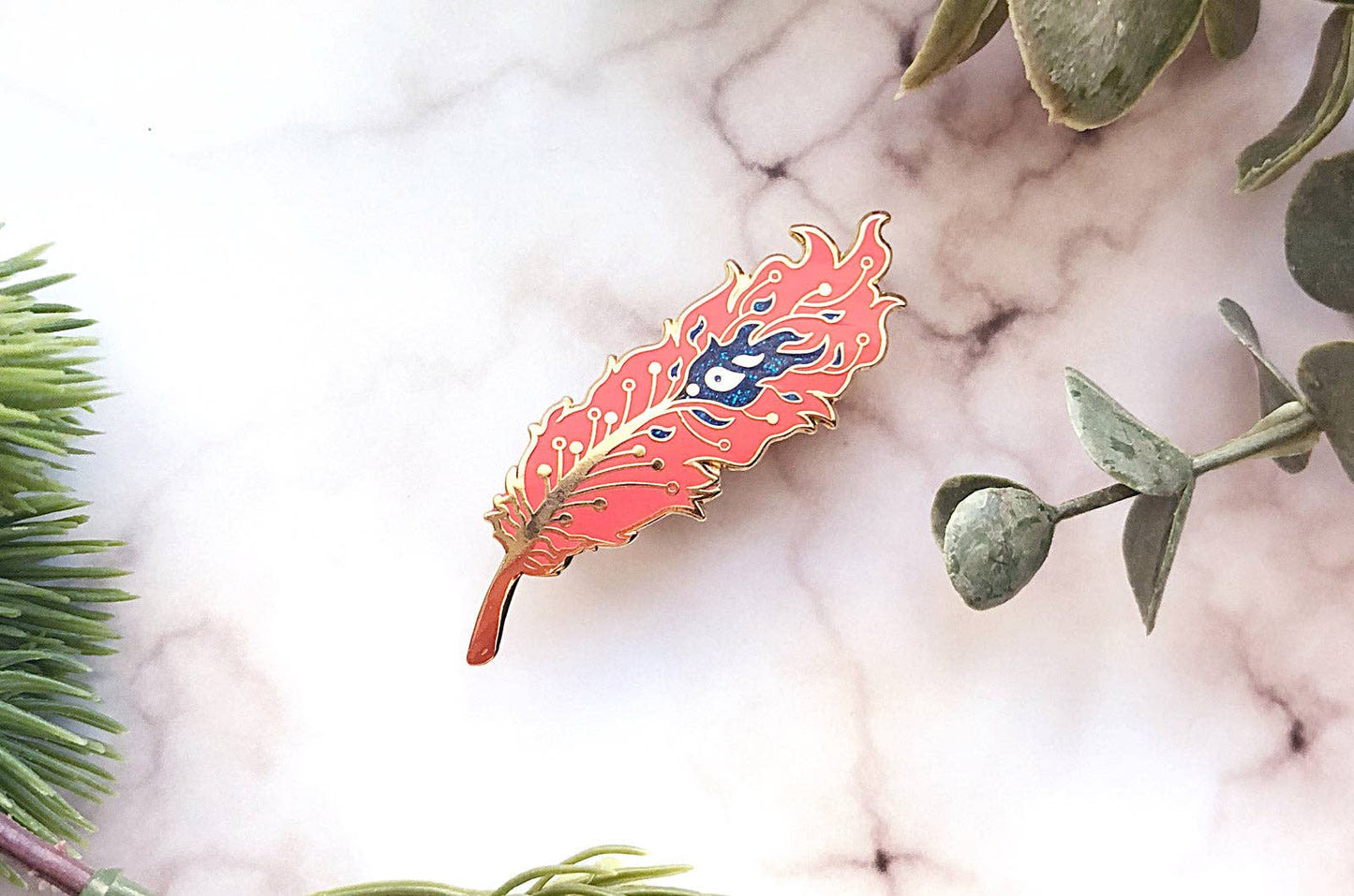 Phoenix Feather Pin - Gold Plated Base