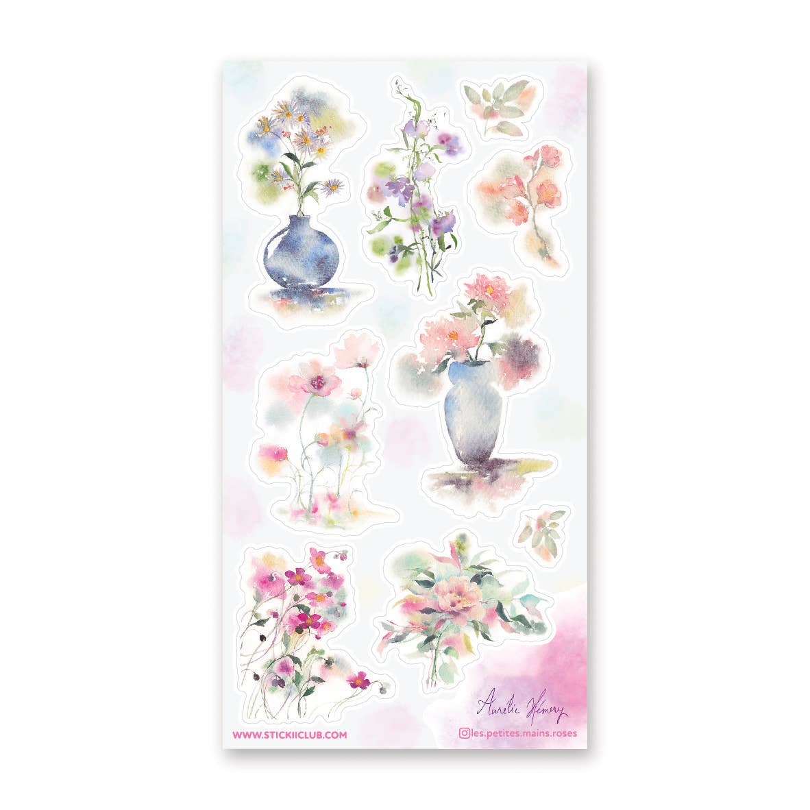 Pretty Pastel Florals - Sticker Sheet - Flowers