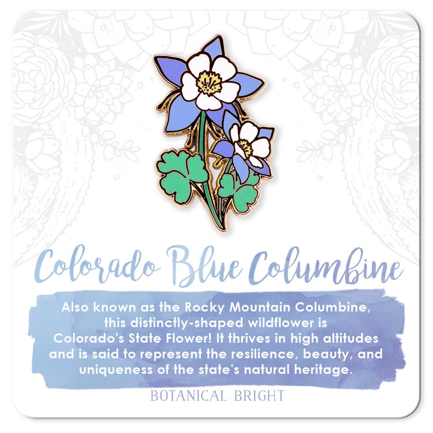 Colorado Blue Columbine Enamel Pin - Colorado State Flower - Gold Plated Base