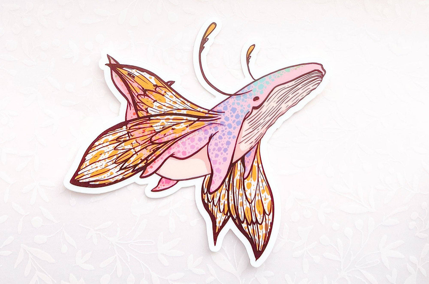 Butterfly Whale Sticker - Clear Vinyl