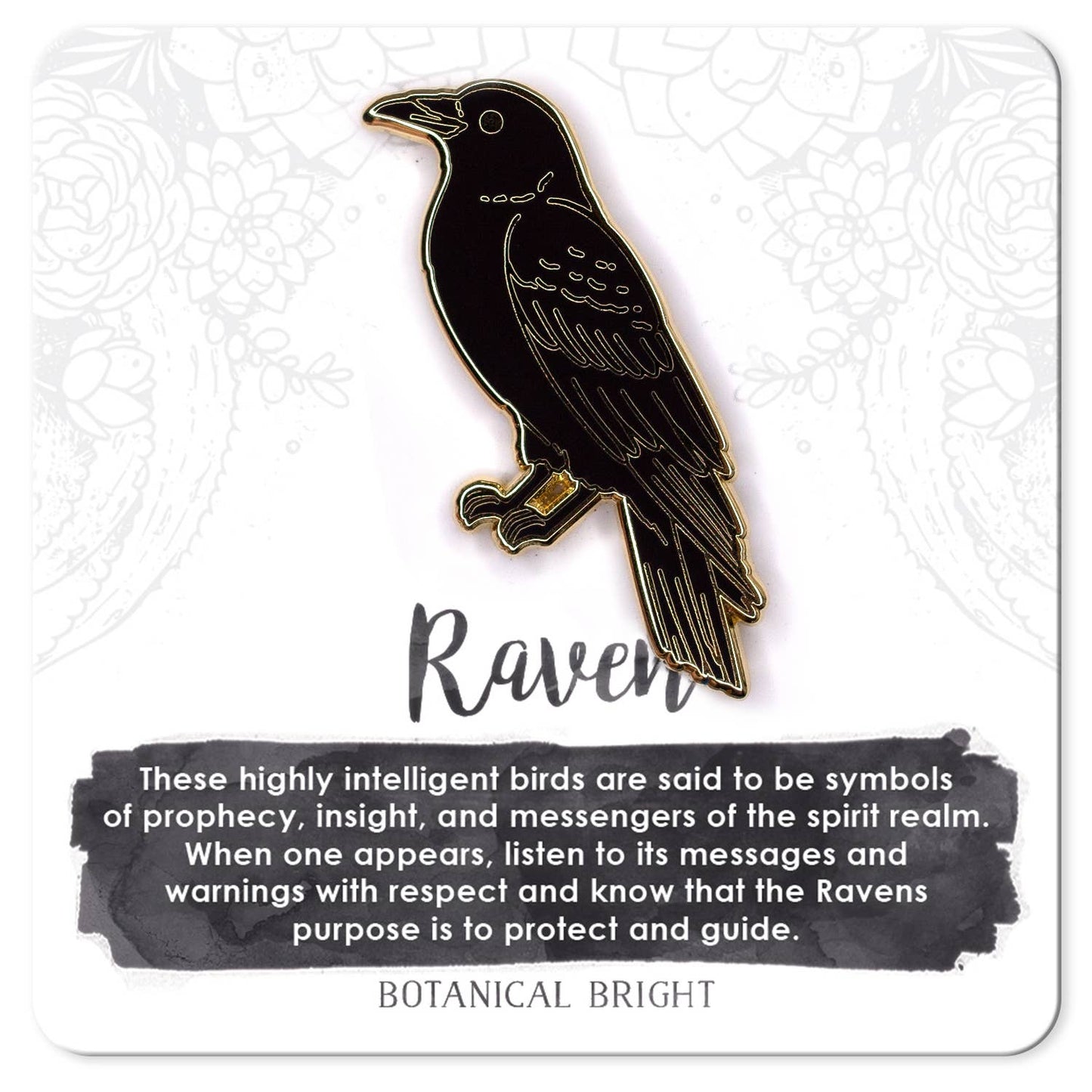 Raven Bird Enamel Pin - Gold Plated Base
