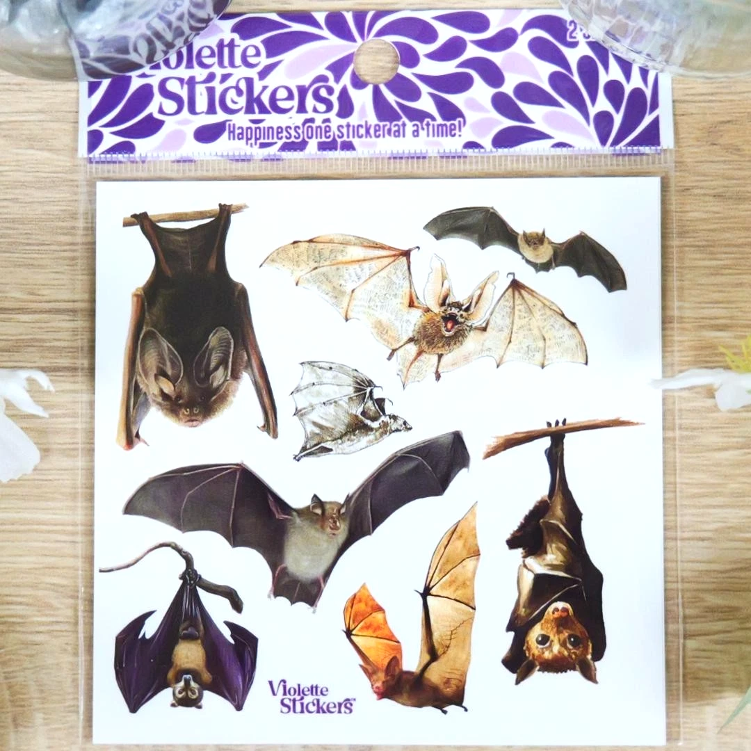 Bat Stickers - 2 Sticker Sheets for Stationary, Scrapbooking, & More
