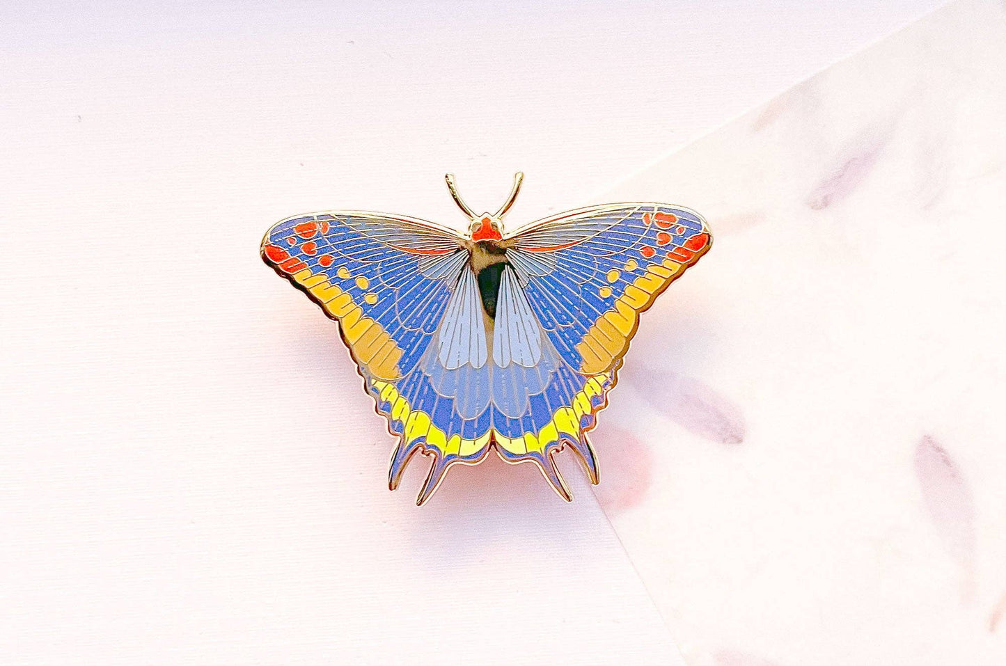 Two-Tailed Pasha Butterfly Enamel Pin - Gold Plated Base