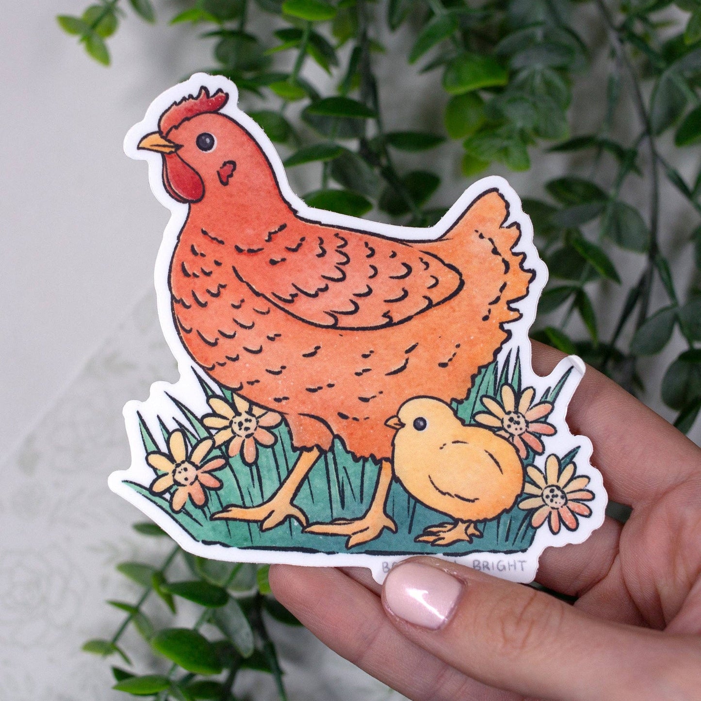 Chicken & Chick Bird Sticker - Waterproof Vinyl