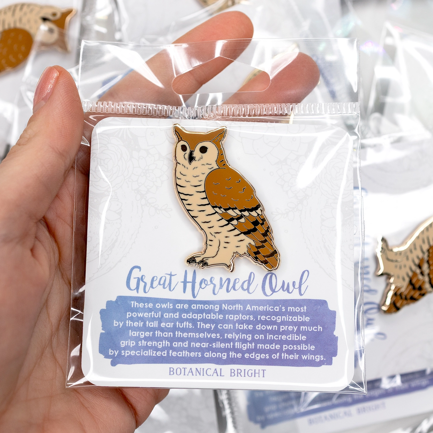 Great Horned Owl Enamel Pin - Gold Plated Nature Jewelry - Wildlife Brooch