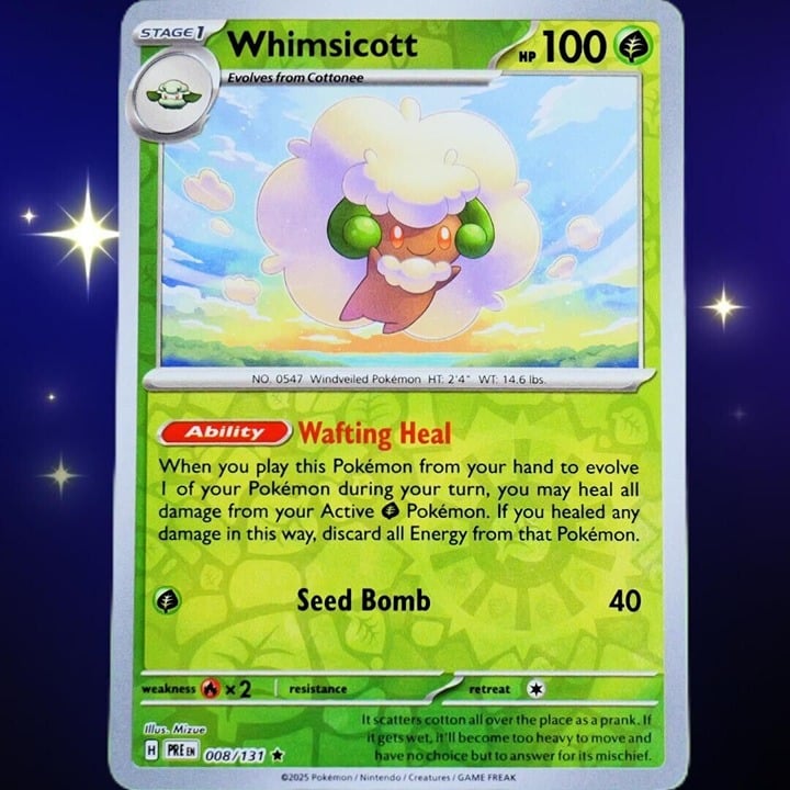 Whimsicott - Rare Reverse Holo - Pokemon TCG Prismatic Evolutions #008/131