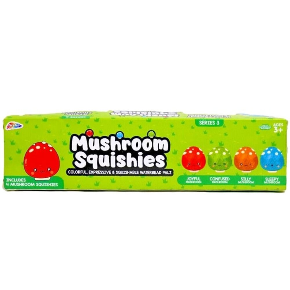 Mushroom Squishies Stress & Sensory Balls - Colorful Waterbead Palz - 4 Pack