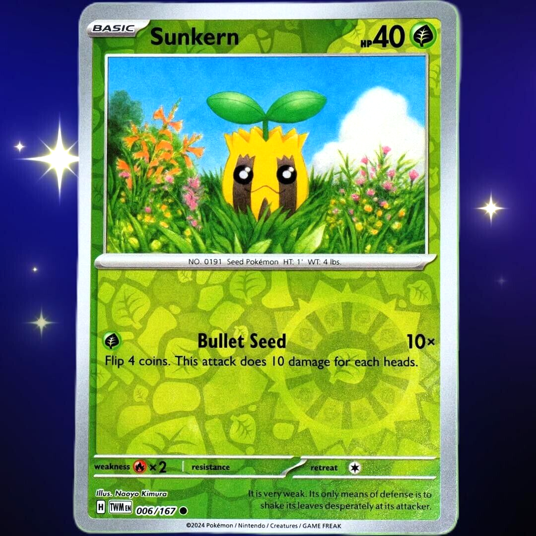 Sunkern - Reverse Holo - Pokemon Scarlet & Violet Twilight Masquerade #006/167