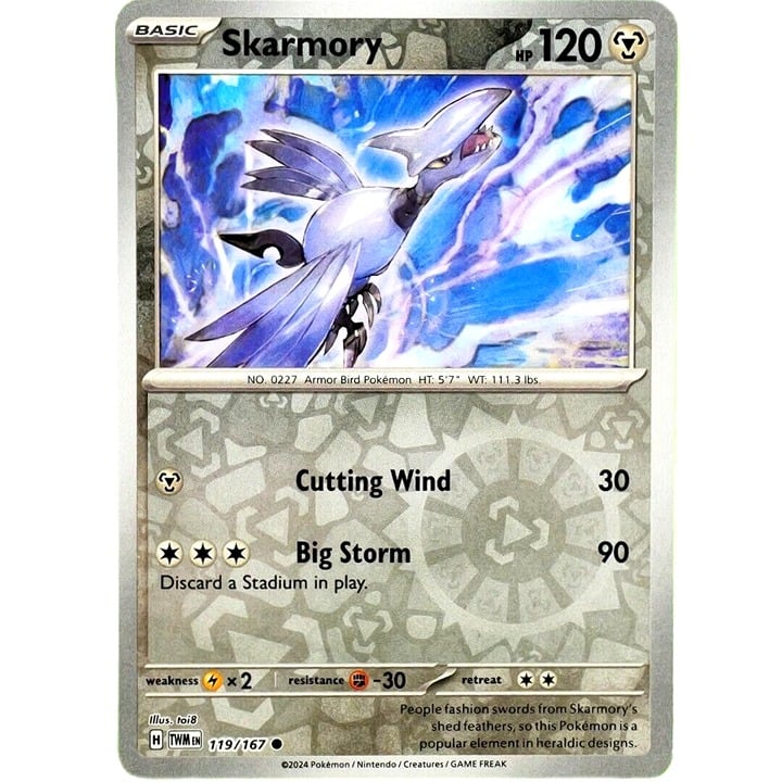 Skarmory - Reverse Holo - Pokemon Scarlet & Violet Twilight Masquerade #119/167