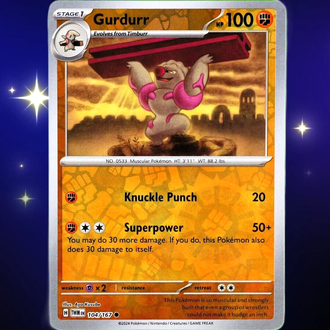 Gurdurr - Reverse Holo - Pokemon Scarlet & Violet Twilight Masquerade #104/167