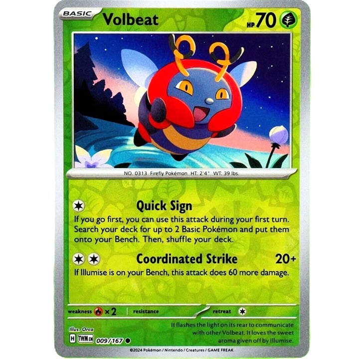 Volbeat - Reverse Holo - Pokemon Scarlet & Violet Twilight Masquerade #009/167
