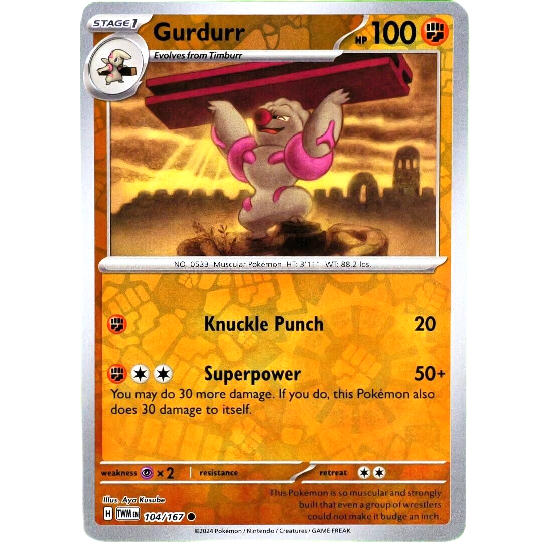 Gurdurr - Reverse Holo - Pokemon Scarlet & Violet Twilight Masquerade #104/167