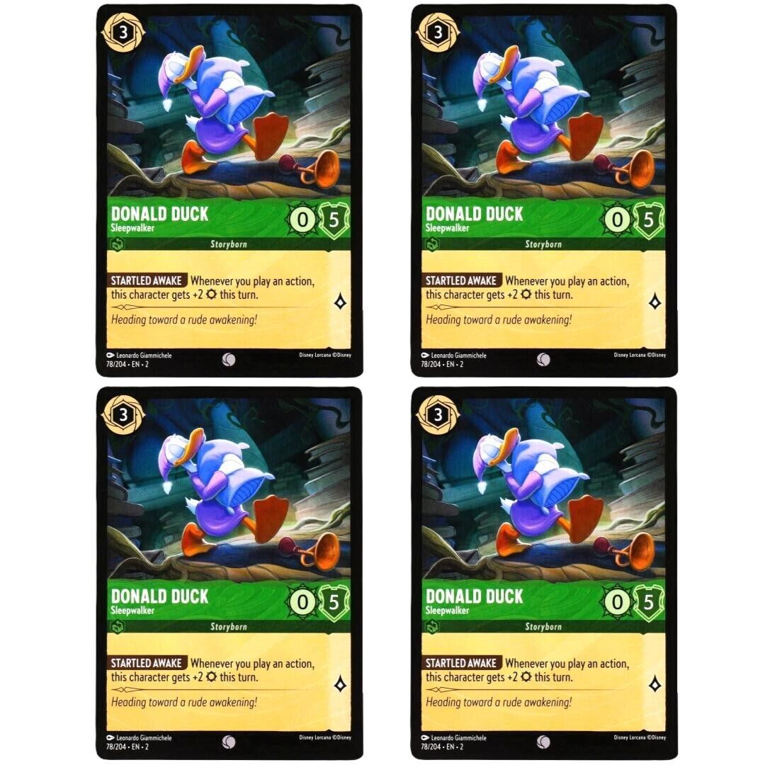 4x Donald Duck Sleepwalker - Disney Lorcana Rise of the Floodborn #78/204