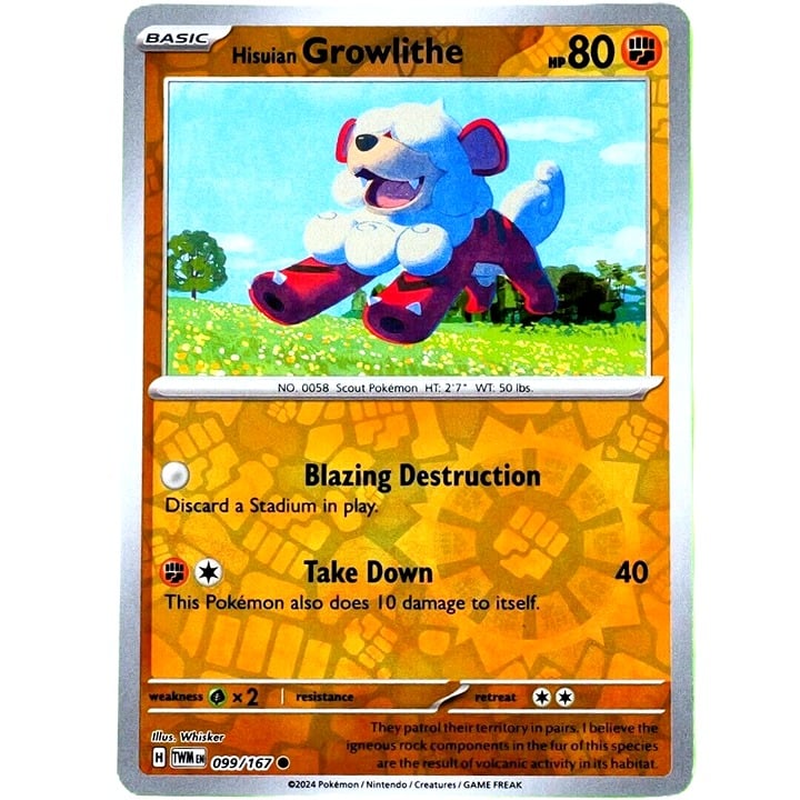 Growlithe - Reverse Holo - Pokemon Scarlet & Violet Twilight Masquerade #099/167