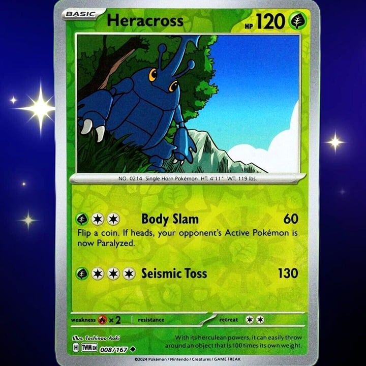 Heracross - Reverse Holo - Pokemon Scarlet & Violet Twilight Masquerade #008/167