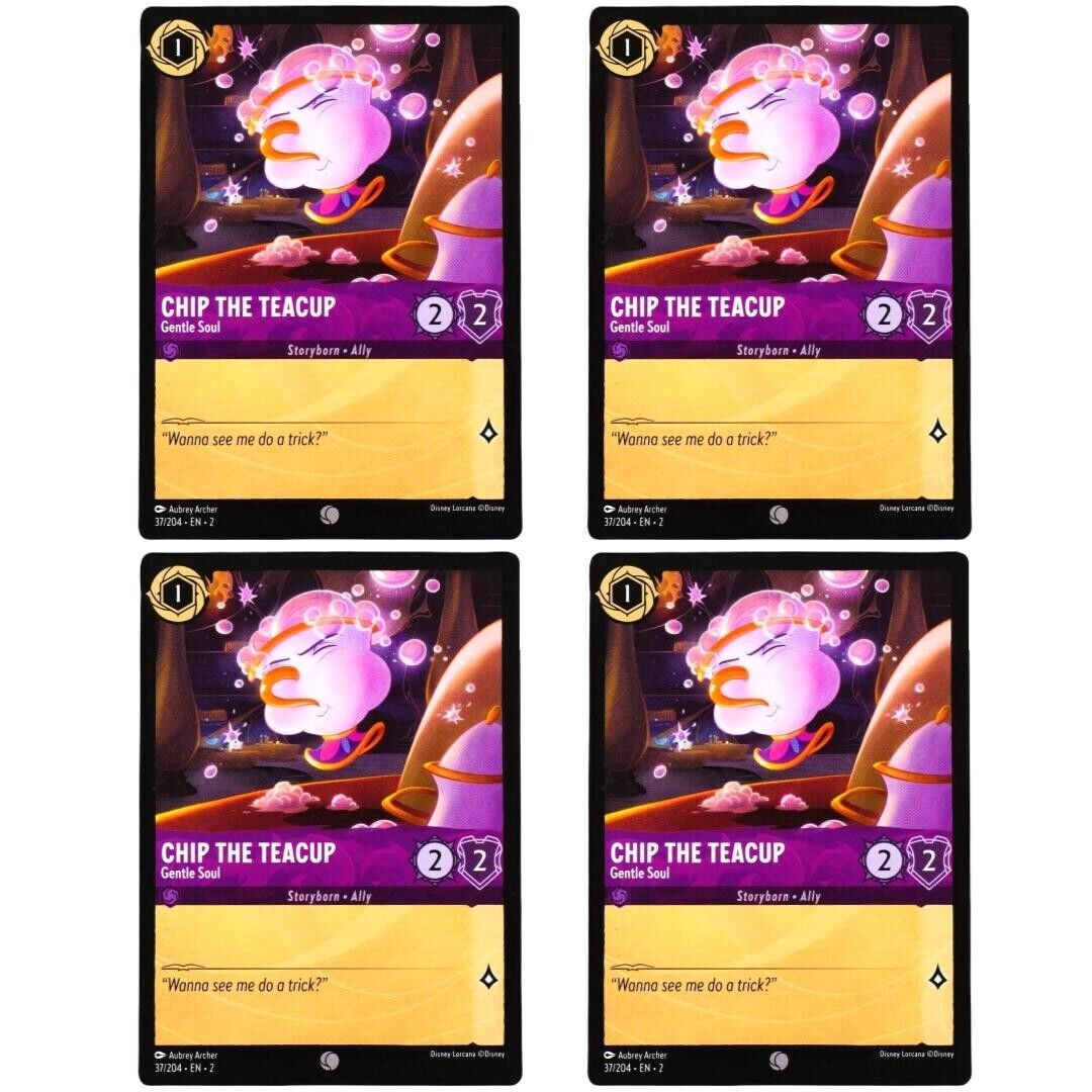 4x Chip the Teacup Gentle Soul - Disney Lorcana Rise of the Floodborn #37/204