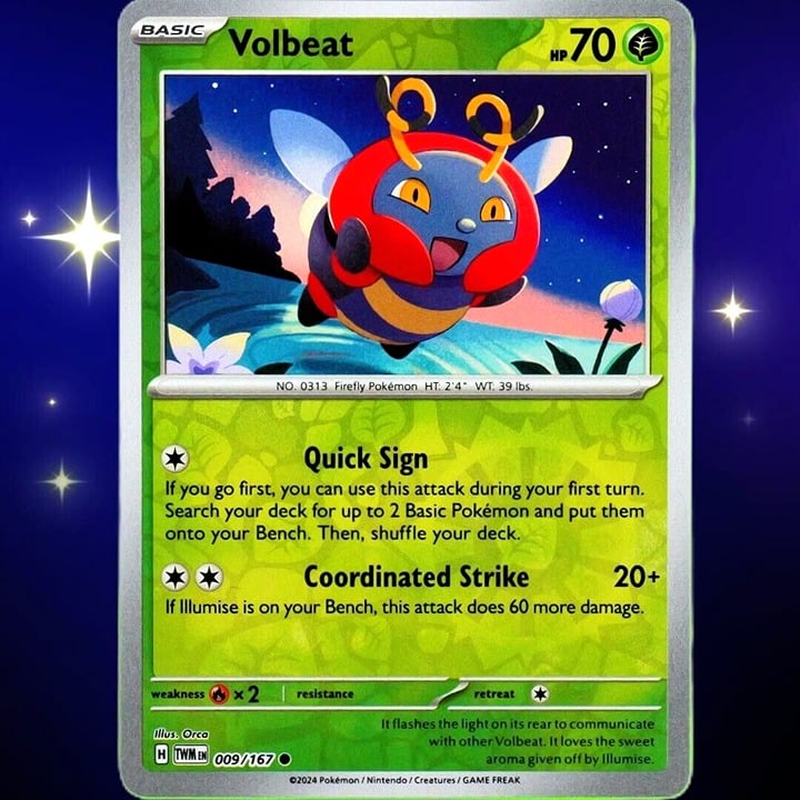 Volbeat - Reverse Holo - Pokemon Scarlet & Violet Twilight Masquerade #009/167