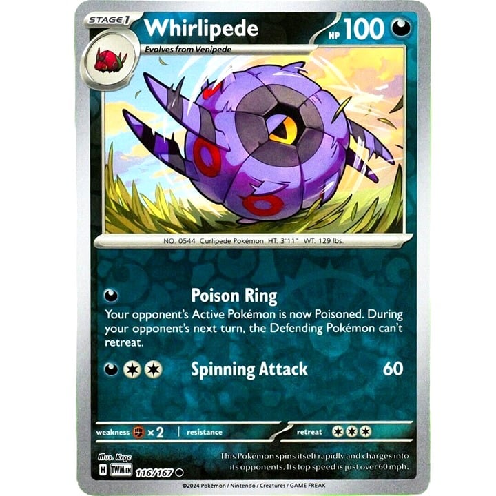 Whirlipede - Reverse Holo - Pokemon Scarlet & Violet Twilight Masquerade 116/167