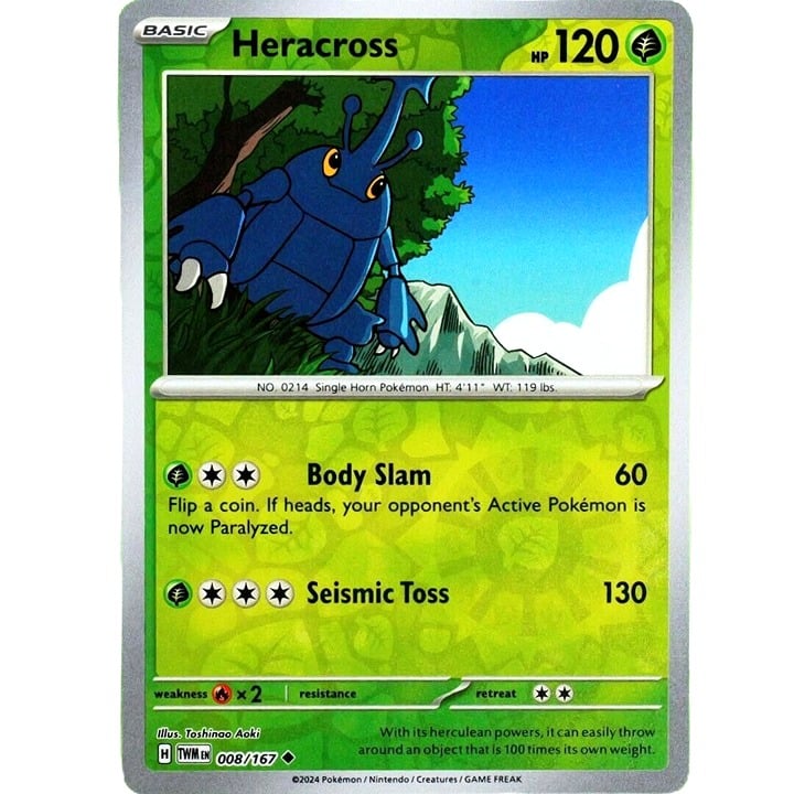 Heracross - Reverse Holo - Pokemon Scarlet & Violet Twilight Masquerade #008/167