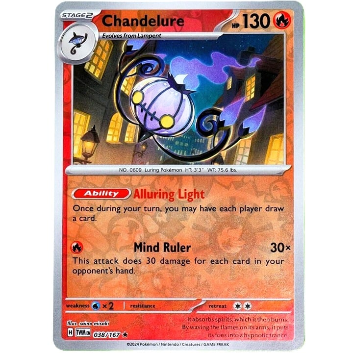 Chandelure - Rare Reverse Holo - Pokemon TCG Twilight Masquerade #038/167