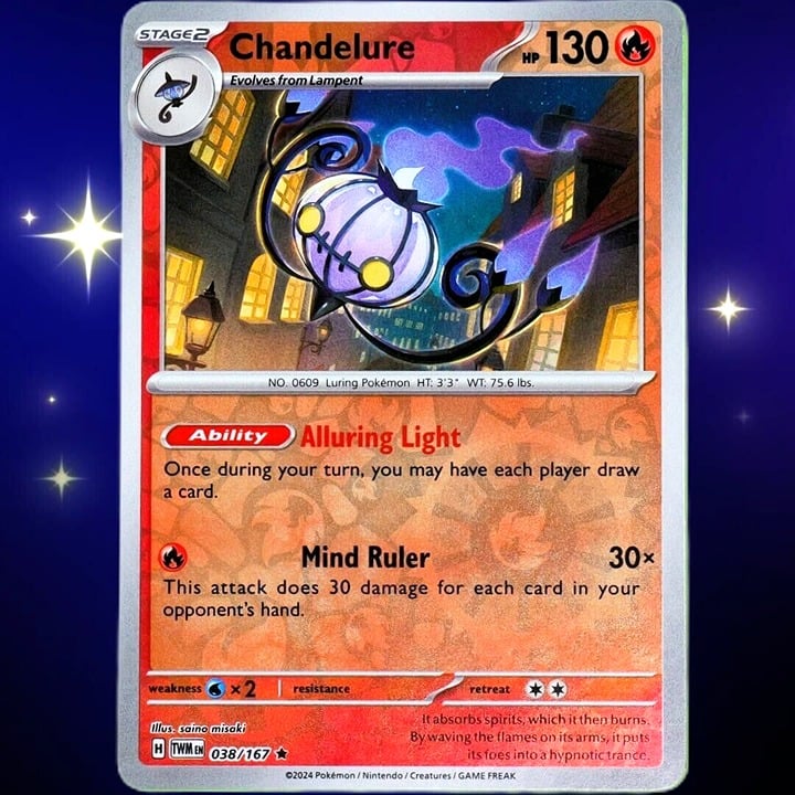 Chandelure - Rare Reverse Holo - Pokemon TCG Twilight Masquerade #038/167