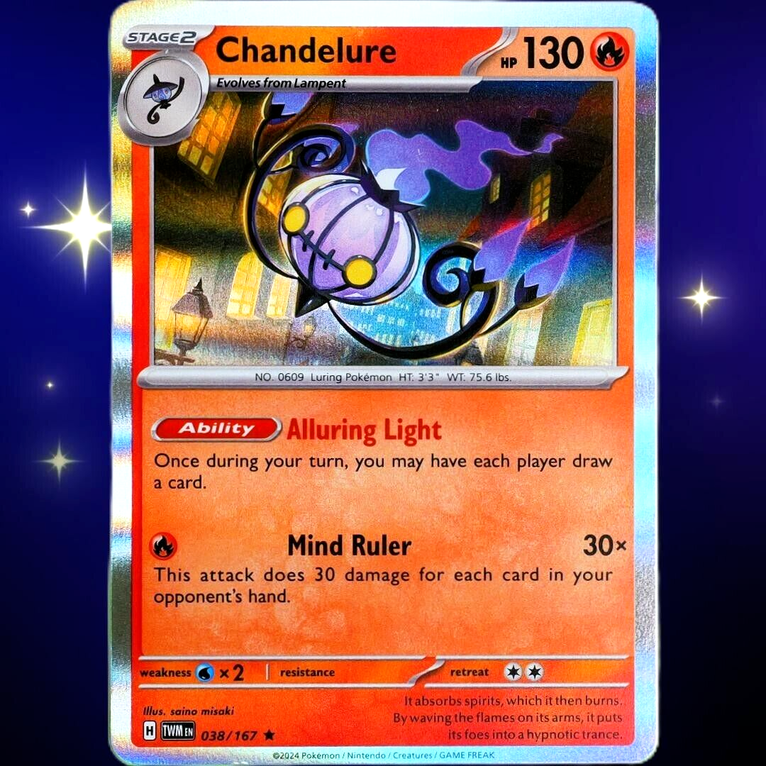 Chandelure - Rare Holo - Pokemon Scarlet & Violet Twilight Masquerade #038/167