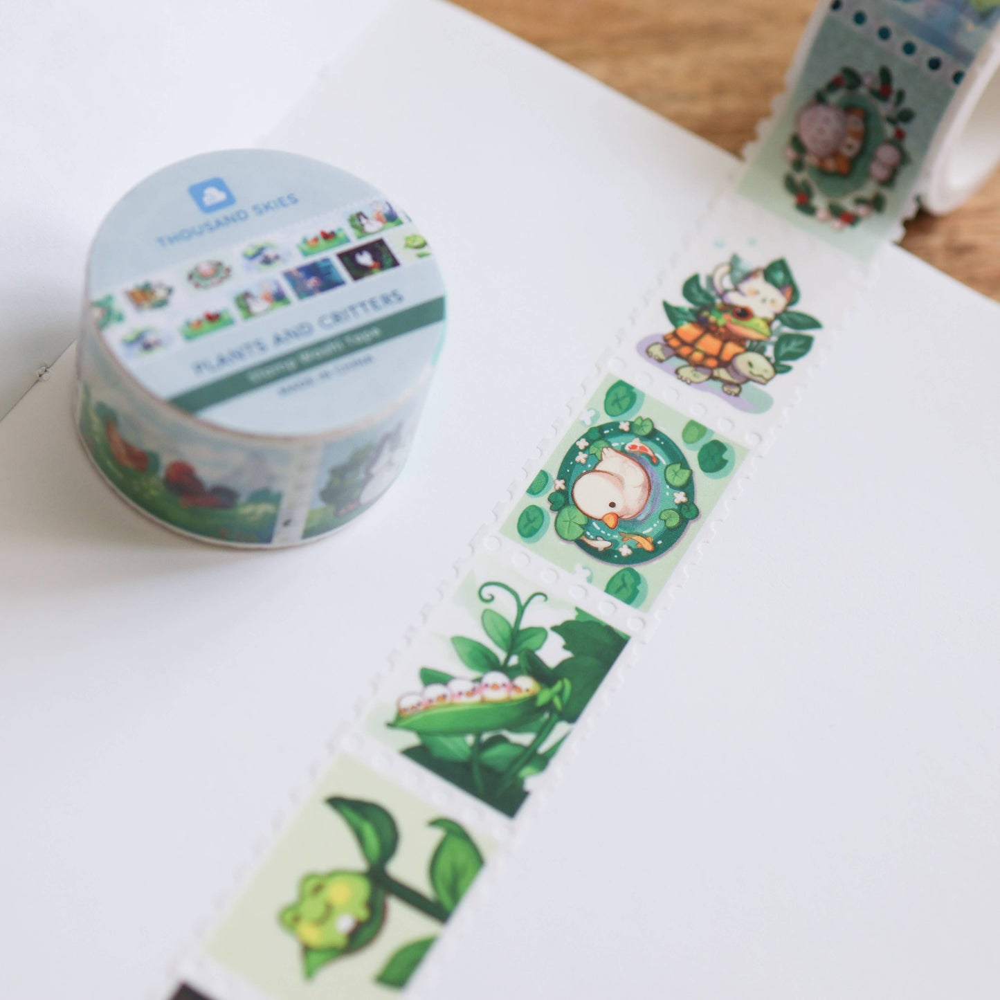 Stamp Washi Tape - Plants and Critters - Chickens, Rabbits, Ducks, Cats, & More