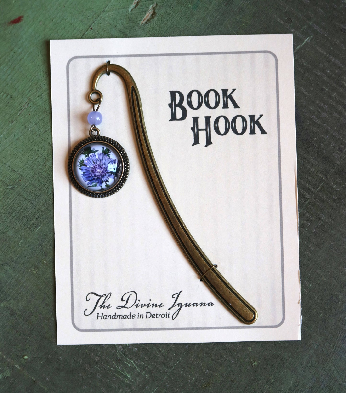 Purple Aster Flower Bookmark - Bronze