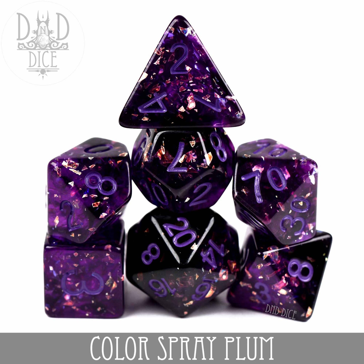 Dice Set - Color Spray Plum - 7 Resin Dice