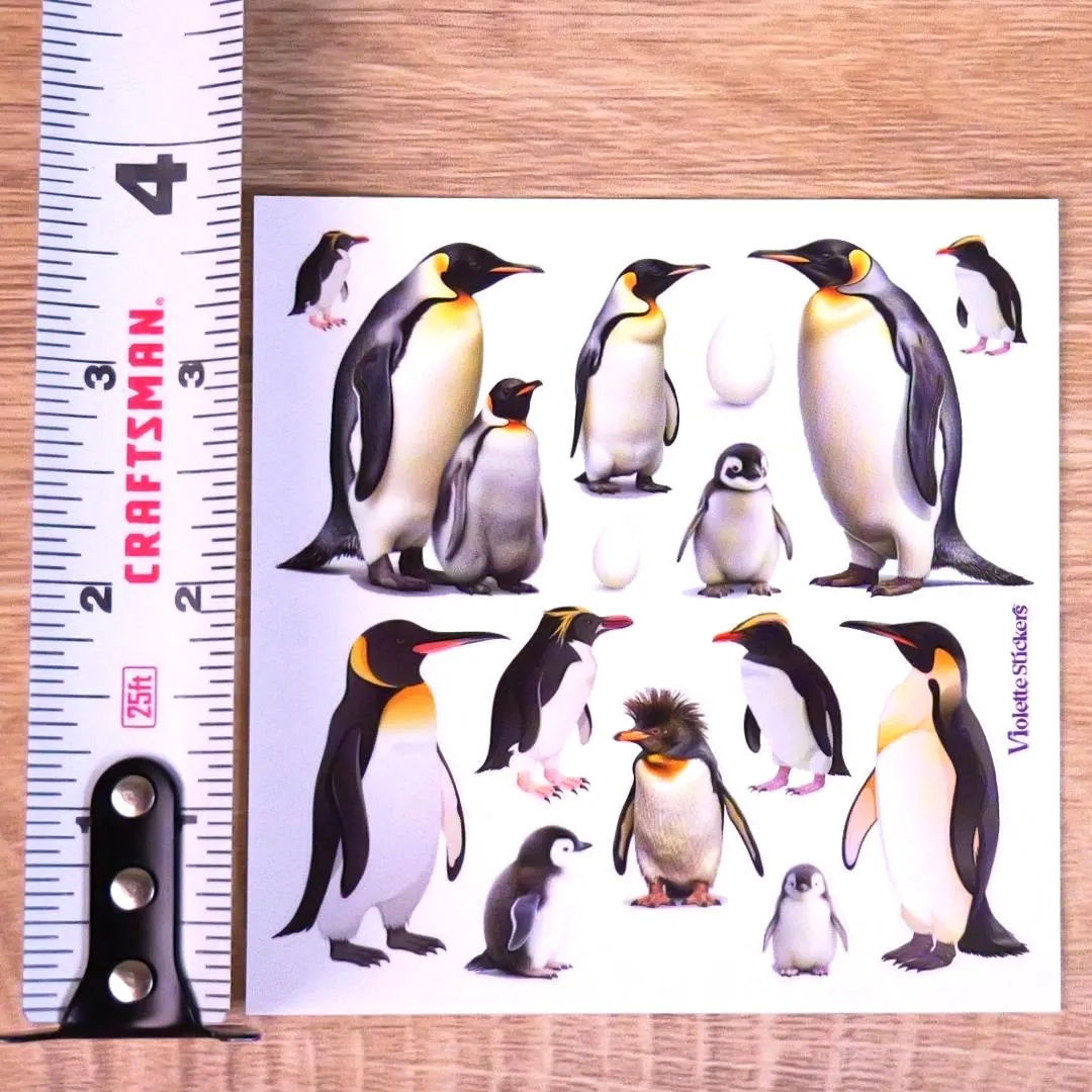 Penguin Stickers - Arctic Animal Sticker Sheet - Winter Crafts & Scrapbooks