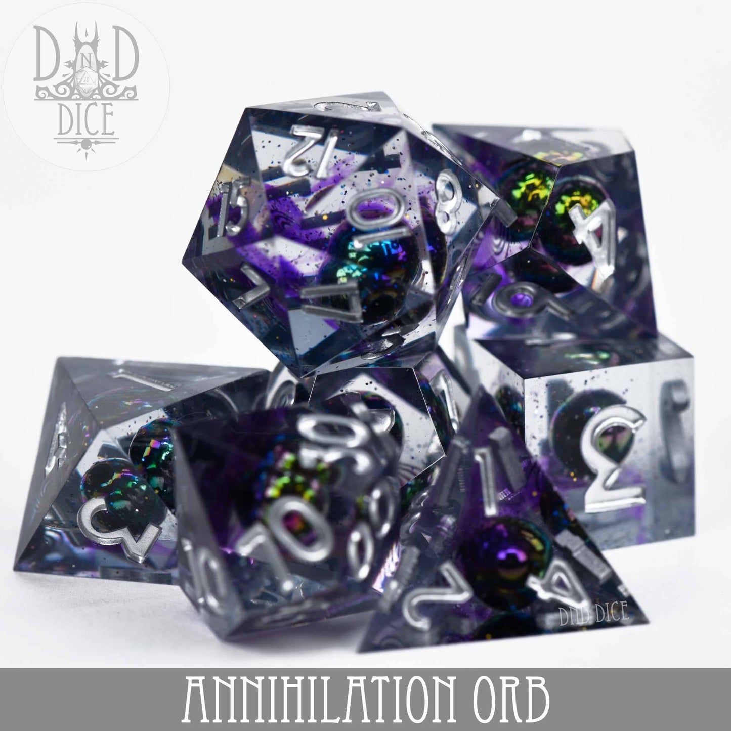 Dice Set - Annihilation Orb - Handmade - 7 Resin Dice