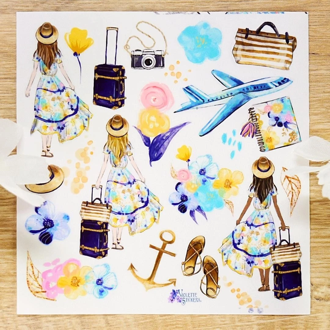 Vacation Stickers - Colorful Travel Sticker Sheets
