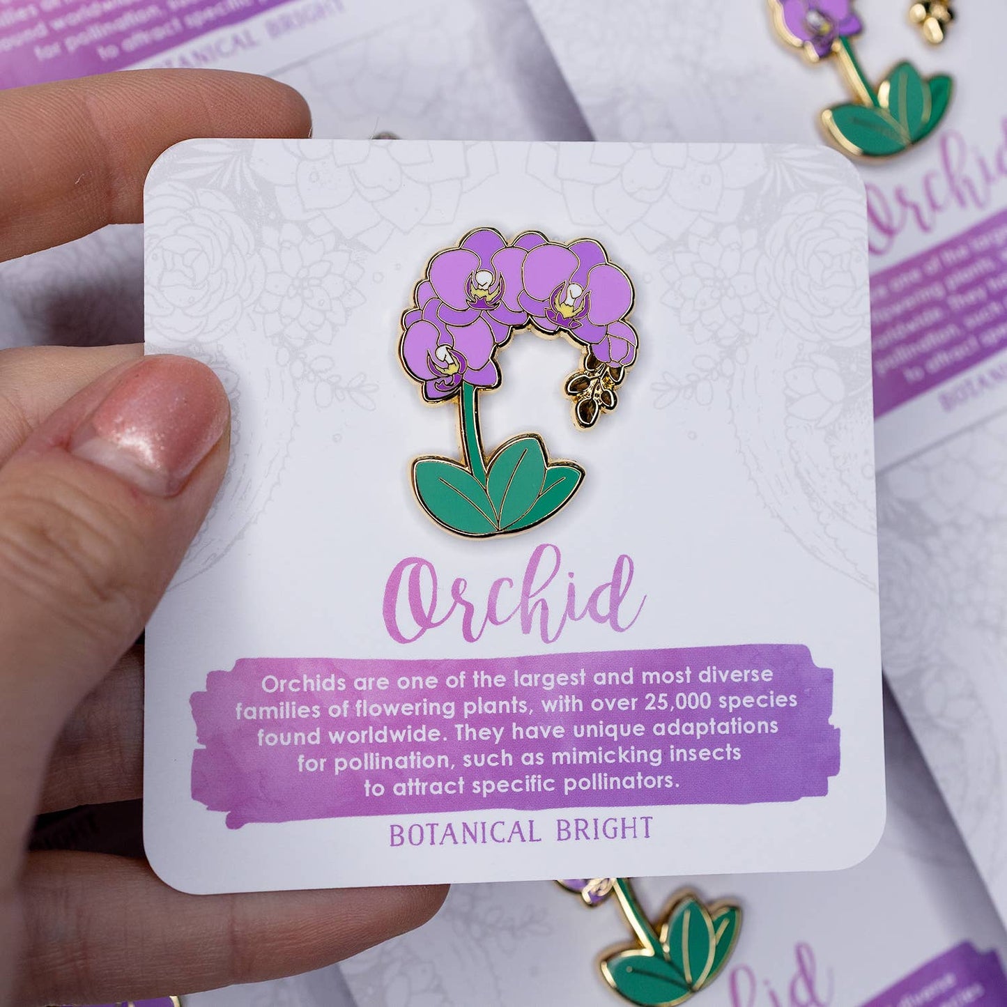 Orchid Flower Enamel Pin - Gold Plated Nature & Floral Jewelry