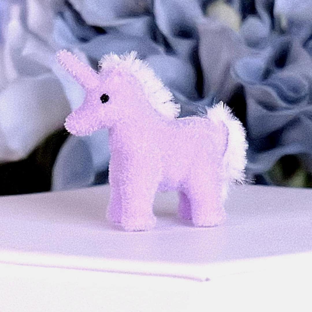 Miniature Flocked Unicorn Figurine - Mini Unicorn Figurines - Crafts, Dioramas, & Displays