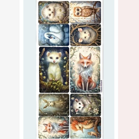 Crystal Night Forest Animal Stickers - 1 Sticker Sheet for Stationary, Scrapbooking, & More