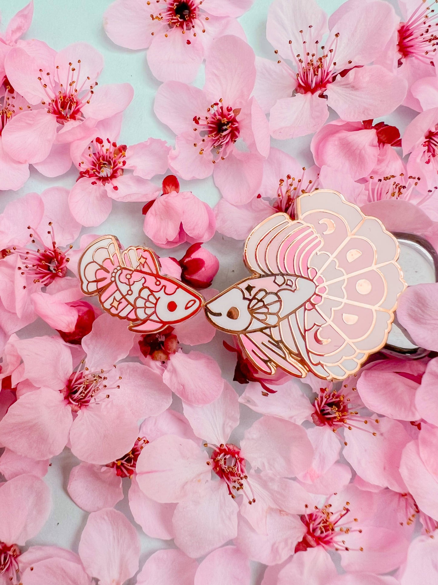 Betta Fish Enamel Pin Set - Sakura Halfmoon