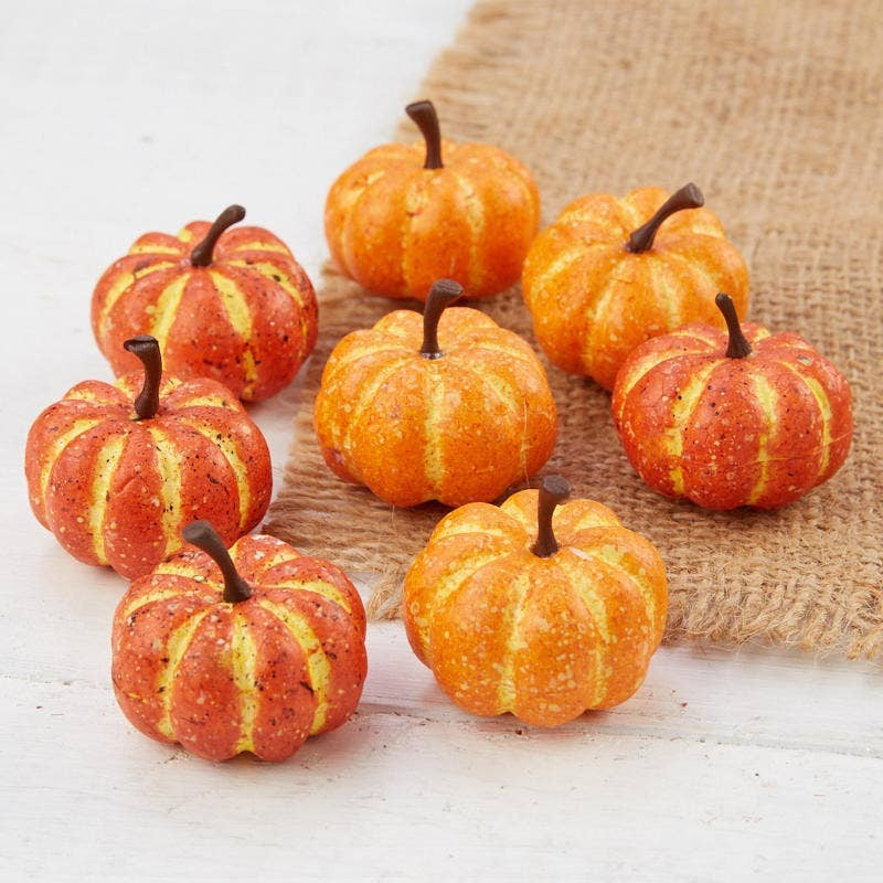 Dark Orange Miniature Artificial Pumpkins - 1-1/4" Inch - Fall & Halloween Crafts