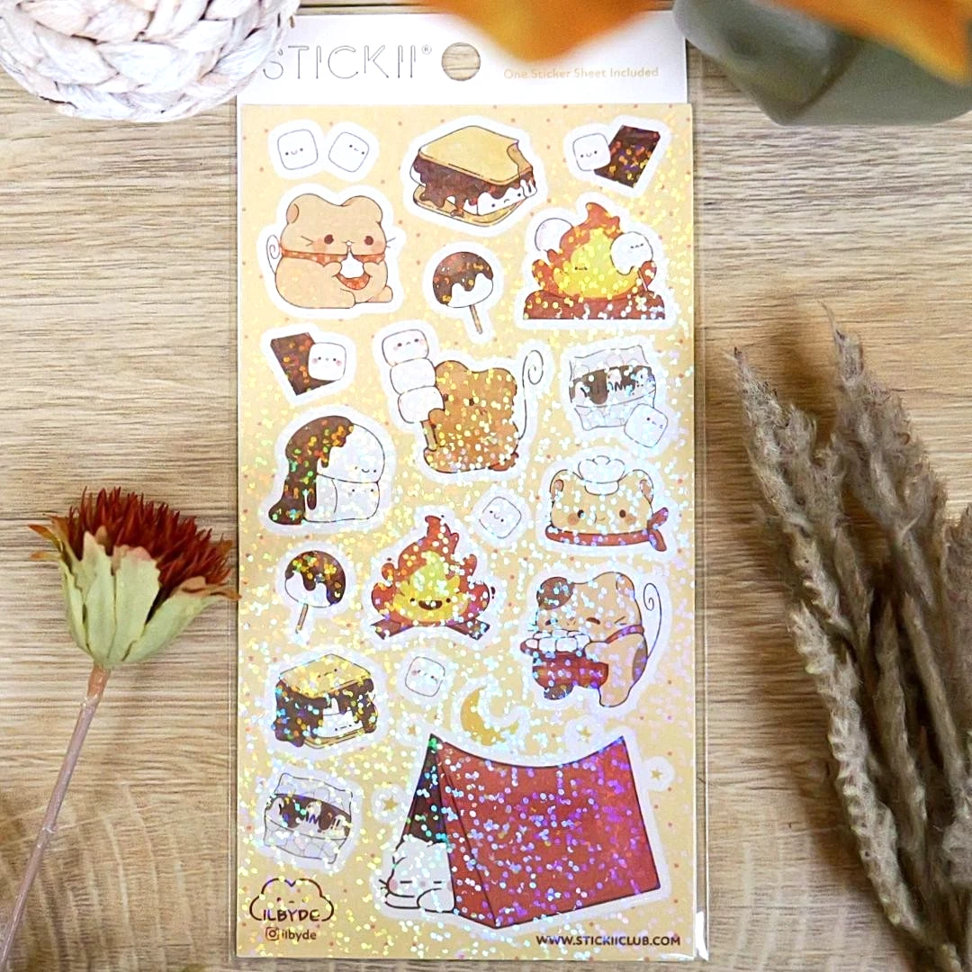 S'more Joy Stickers - Campfire Fun - 1 Cute Sticker Sheet