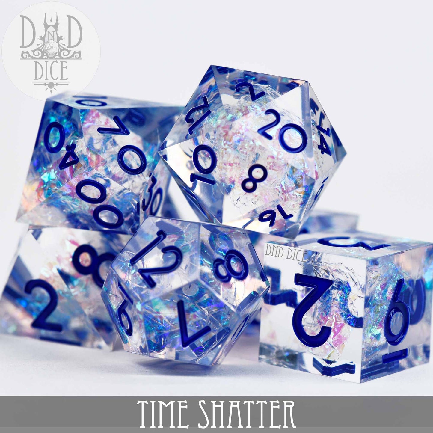 Dice Set - Time Shatter - Handmade - 7 Resin Dice