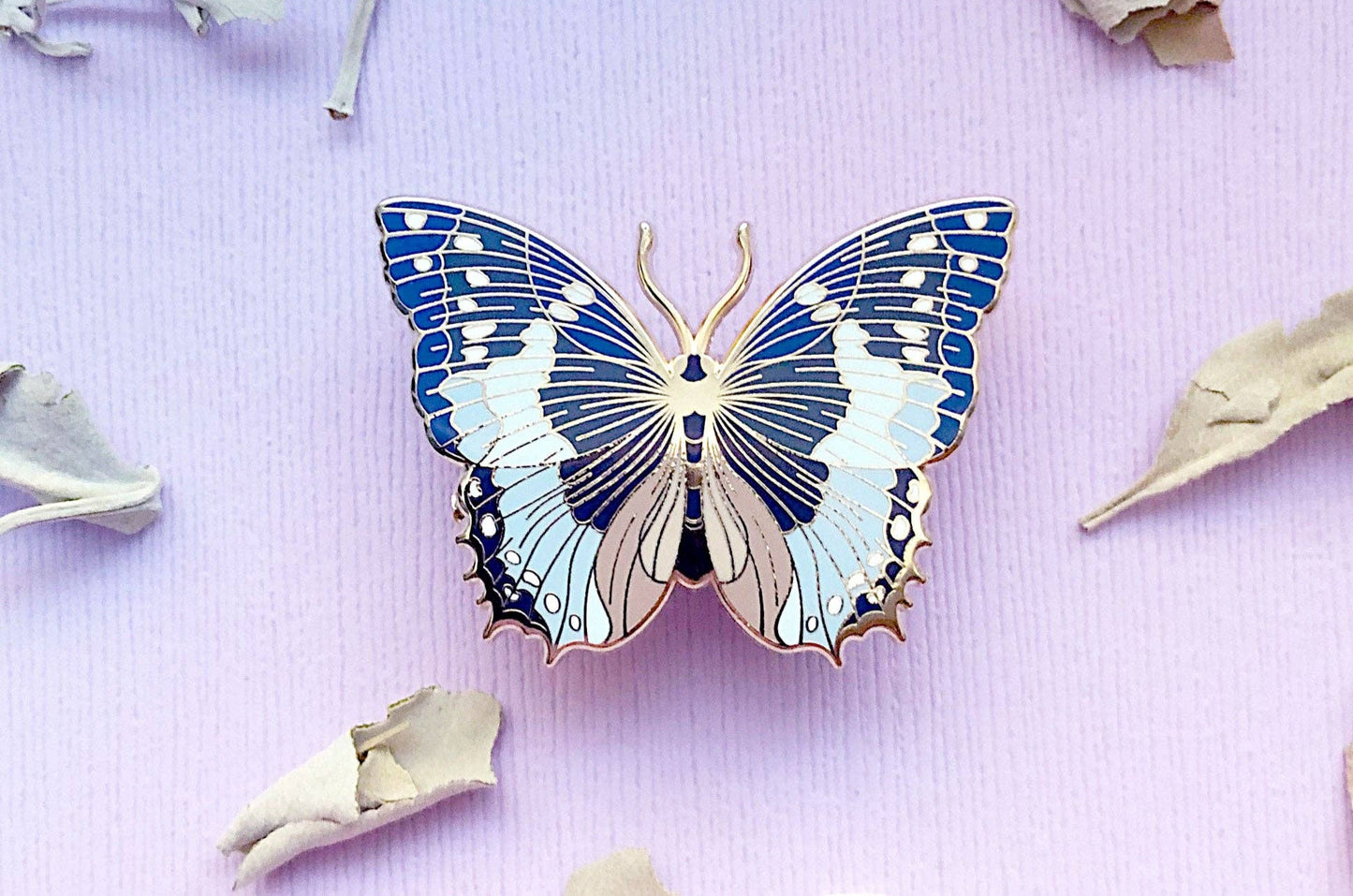 African Bluewing Butterfly Enamel Pin