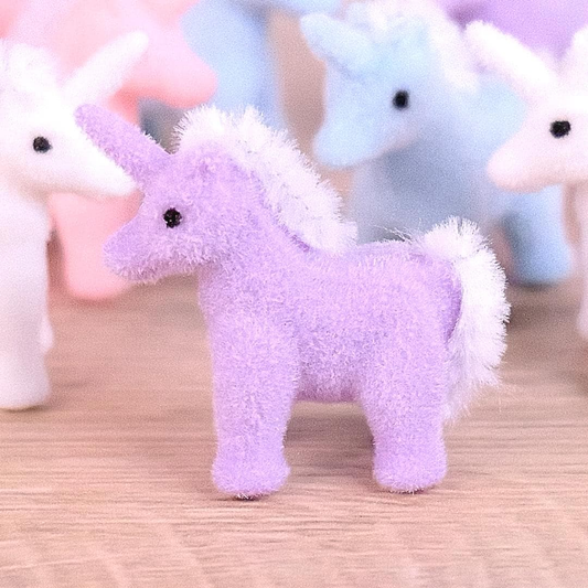 Miniature Flocked Unicorn Figurine - Mini Unicorn Figurines - Crafts, Dioramas, & Displays
