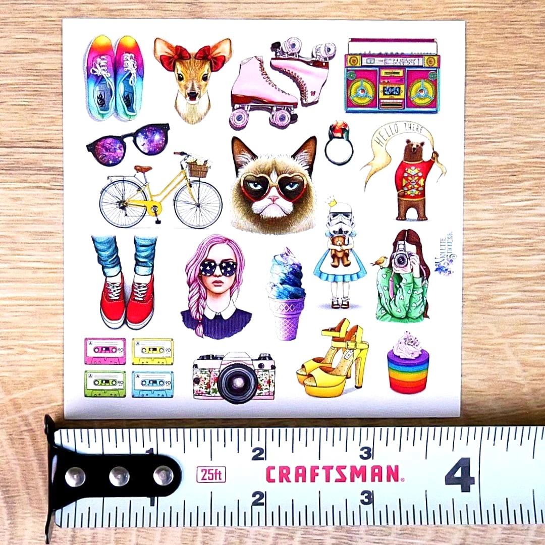 1980s Nostagia Stickers - Retro & Vintage Grumpy Cat Sticker Sheets