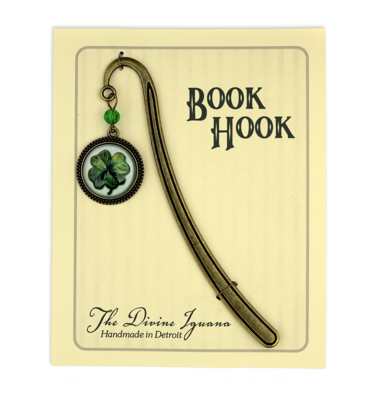 Shamrock Bookmark - Four Leaf Clover - Irish - Bronze and Glass