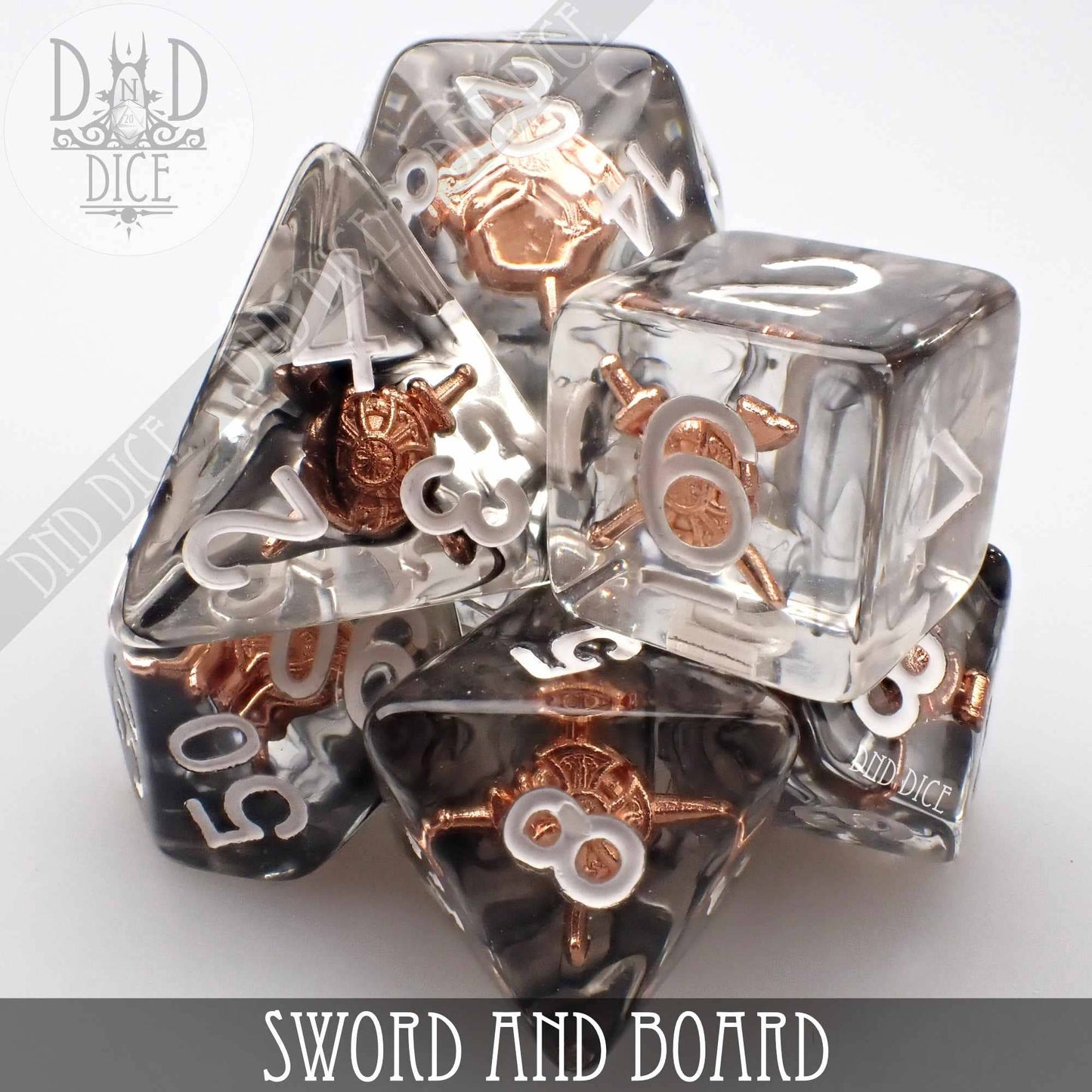 Dice Set - Sword and Board - 7 Resin Dice