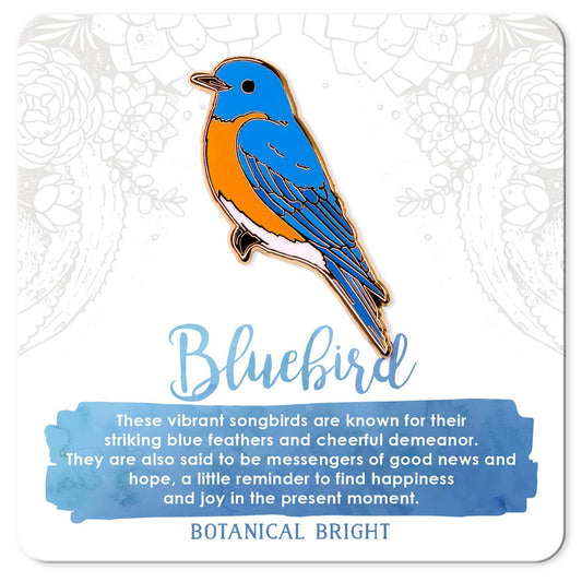 Bluebird Bird Enamel Pin - Gold Plated Nature Jewelry - Wildlife Brooch