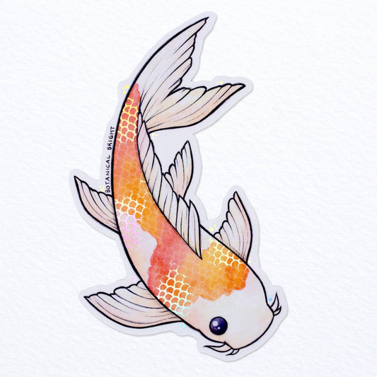 Koi Fish Sticker - Waterproof Vinyl - Holographic Details