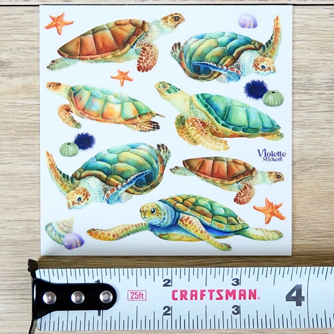 Sea Turtle Stickers - 2 Sea Life & Ocean Sticker Sheets