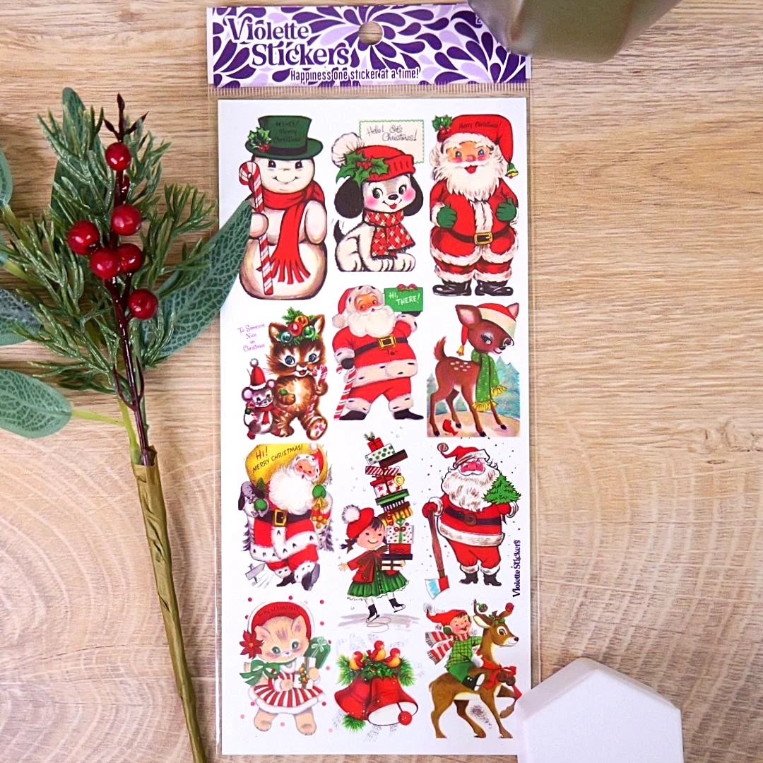 Christmas Stickers - Vintage 1950's Holiday Greeting Sticker Sheets