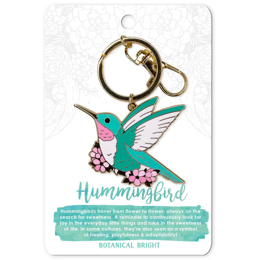 Hummingbird Enamel Keychain with Key Clip